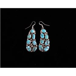 Navajo Sleeping Beauty Sterling Turquoise Earrings