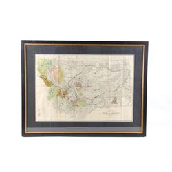 1911 Framed Montana Hydro & Fuel Power Plants Map