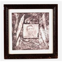 L.L. Lunde Kevin Red Star Portrait Framed Etching