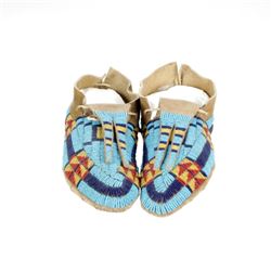 Sioux Beaded Hide Bifurcated Tongue Moccasins 1890