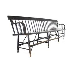 19th Century Windsor Back Railroad Depot Bench