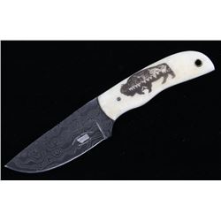 Yellowstone Buffalo Scrimshaw Damascus M.T. Knives