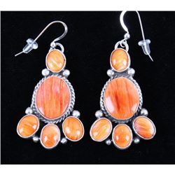 Navajo Spiny Oyster & Sterling Silver Earrings