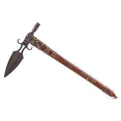 Cherokee Spontoon Pipe Tomahawk Buffalo Inlay 1890