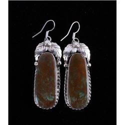 Navajo Turquoise Mountain Sterling Silver Earrings