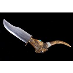 Montana Abnormal Elk Tine Clip Point Bowie Knife