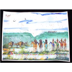 Original Watercolor by Crow Native Leland Stewart