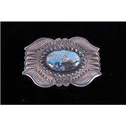 Navajo Persian Turquoise Sterling Belt Buckle