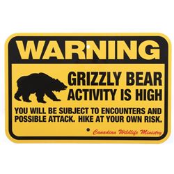 Grizzly Bear Warning Sign from Canada
