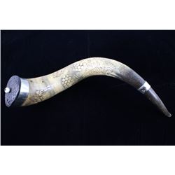 American Frontier Large Carved Master Powder Horn