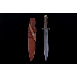 Custom Damascus Steel Stag Horn Bowie Knife
