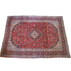 1930's Kashan Persian Hand Knotted Wool Area Rug
