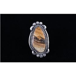 Navajo B. Lee Picture Jasper Sterling Ring