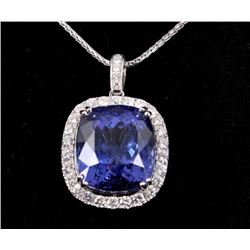 32.24 cts. Tanzanite & Diamond Platinum Necklace