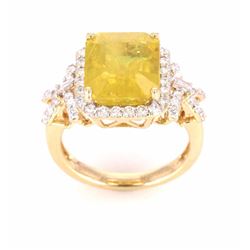 RARE Orange Yellow Sapphire & Diamond Ring