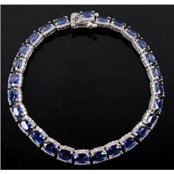 Luxury Blue Sapphire & Diamond 14K Gold Bracelet