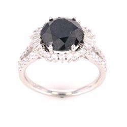 Rare 4.43 ct Black Diamond Platinum Ring