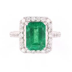 Natural 4.21cts. Emeral & Diamond Ring GIA Papers
