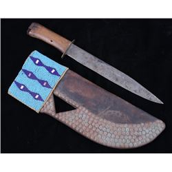 Crow Tacked & Beaded Sheath & Knife 1890-1900's