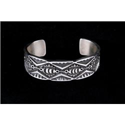 Navajo James Tahe Sterling Silver Cast Bracelet