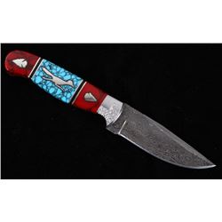 Navajo Dave Yellowhorse Turquoise Roadrunner Knife
