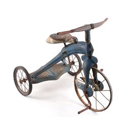 Mid 1900's Blue Painted Steel Toy Tricycle