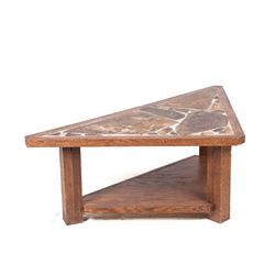 Handcrafted Stone Inlayed Oak Coffee Table