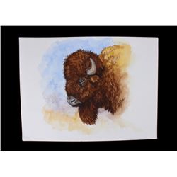 Buffalo Head Watercolor Painting John Jones 1940