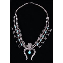 Navajo Turquoise Squash Sand Cast Necklace