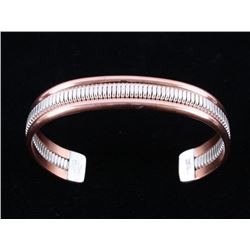 Navajo V. Tahe Copper & Sterling Silver Bracelet