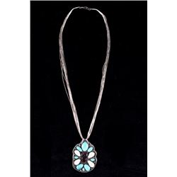 Navajo Elk Ivory & Morenci Turquoise Necklace