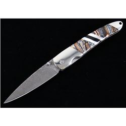 Mammoth Tooth Damascus & Jet Custom Knife