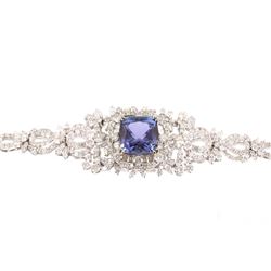 Art Deco Tanzanite & Diamond 14K Gold Bracelet