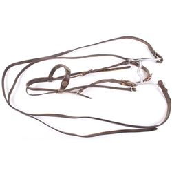 Gold & Silver Accented Black Leather Headstall