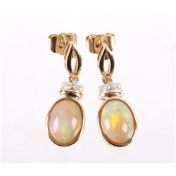 Ethiopian Opal & Diamond 14K Gold Earrings