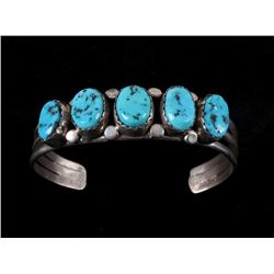 Navajo Morenci Turquoise Sterling Silver Bracelet