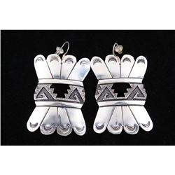 Navajo T&R Singer Sterling Hand Stamped Earrings