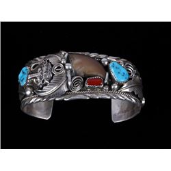 Navajo M Thomas Sterling Silver Bear Claw Bracelet