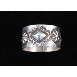 Navajo Sterling Silver Stamped Repoussé Ring