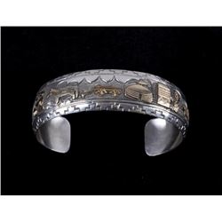 Navajo Begay 14K Gold Overlay Sterling Silver Cuff
