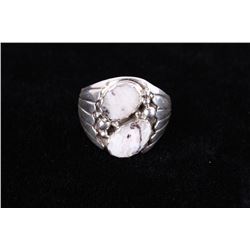 Navajo Alvery Smith White Buffalo & Sterling Ring