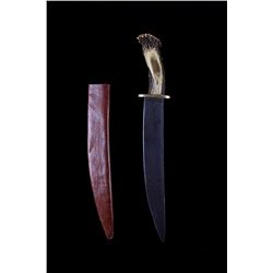 19th C. Frontier Antler Bowie Fighting Knife