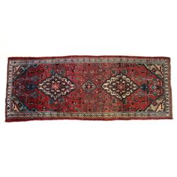 Tabriz Persian Hand Knotted Wool Runner Rug 1930's