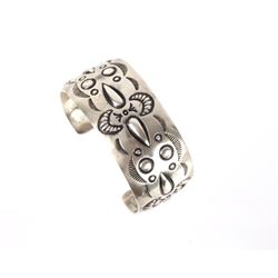 Navajo Allen Lee Repousse Sterling Silver Bracelet