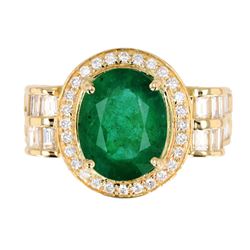 1950's Mid-Century Emerald & Diamond 14K Ring