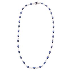 18.07 cts. Blue Sapphire & Diamond 14K Necklace