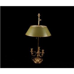 Kessler Brass Bouilotte Lamp W/ Tolle Peinte Shade