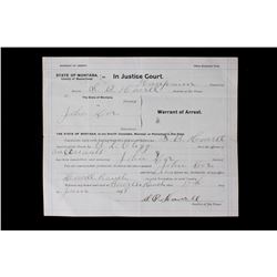 Dillon Montana John Doe Warrant of Arrest 1918