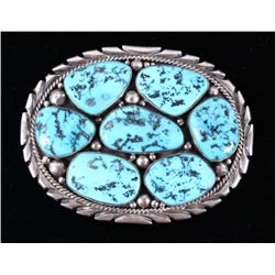 Navajo Kingman Turquoise Buckle by M. Spencer