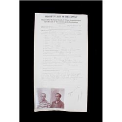 Deer Lodge Montana Prison Intake Document, 1911